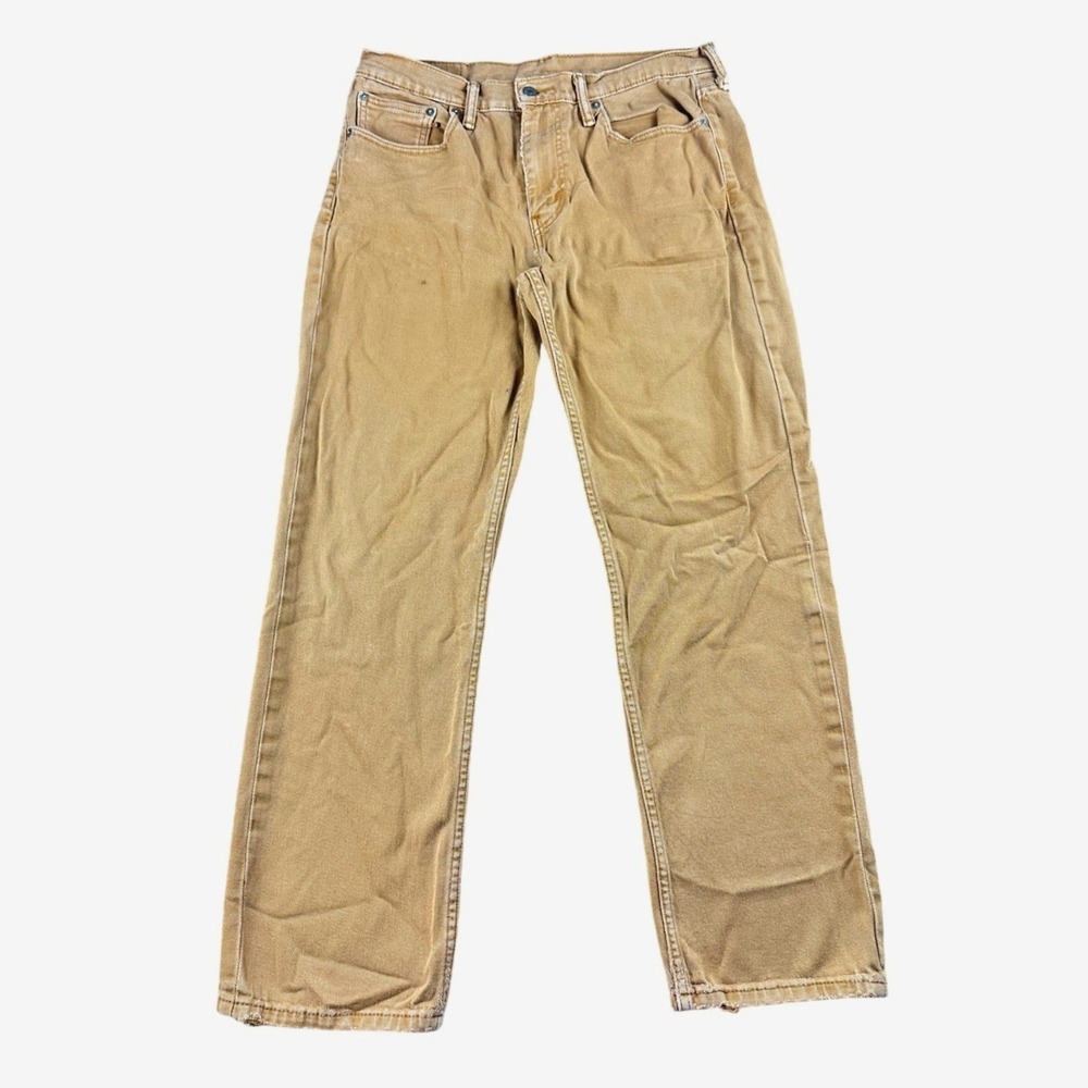 Levi's 514 Straight Fit Jeans Men W33 L30 Tan‎ Stretch Denim Zip Fly Workwear